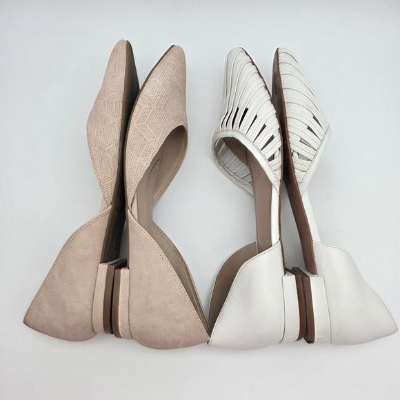 D 'Orsay Pointed Flats Bundle Women 8 Nude White Office Minimalist Neutral Shoes - Picture 6 of 14